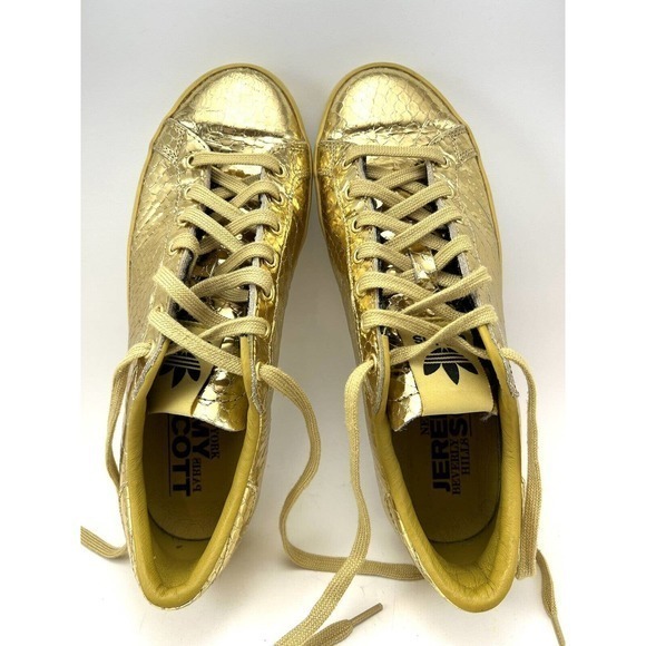 Adidas JS Rod Laver Jeremy Scott Gold Sneakers D65861 Men's 7.5 Snakeskin Shoes - Picture 15 of 16